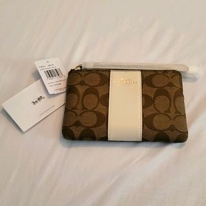 Coach Corner Zip Wristlet in Signature Canvas